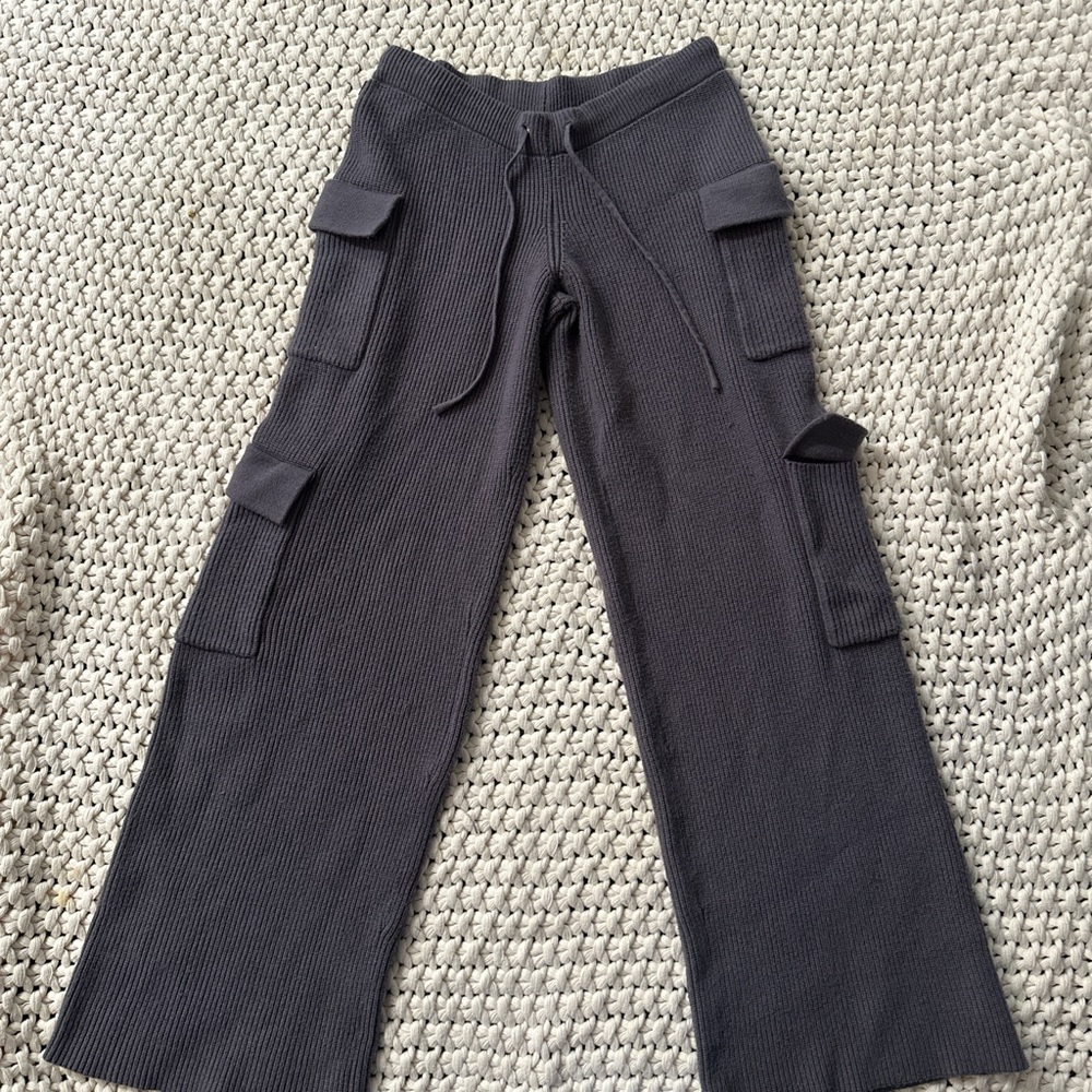 Edikted Charcoal Ribbed Pants
